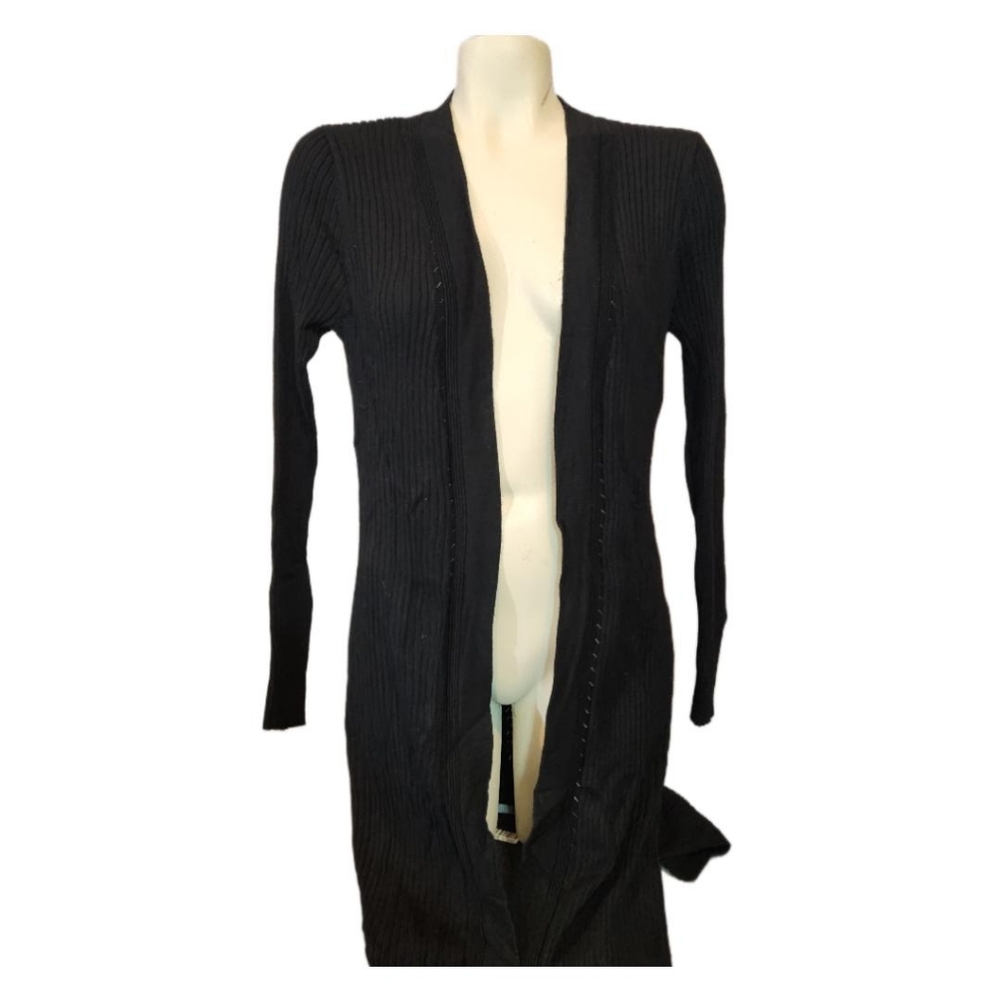 Time and Tru Black Ribbed Open Cardigan Size‎ Medium